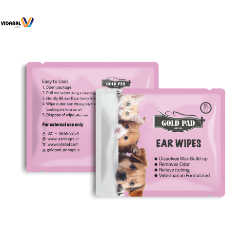 پد مرطوب ساشه‌ای مخصوص حیوانات خانگی گلدپد( مخصوص گوش) بسته 100 عددی